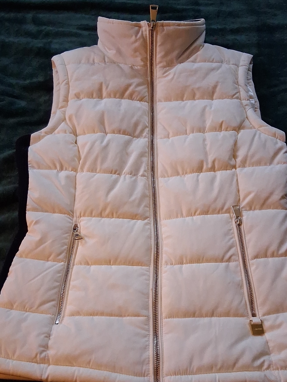 Calvin Klein Cream Quilted Puffer Vest with Stand Collar